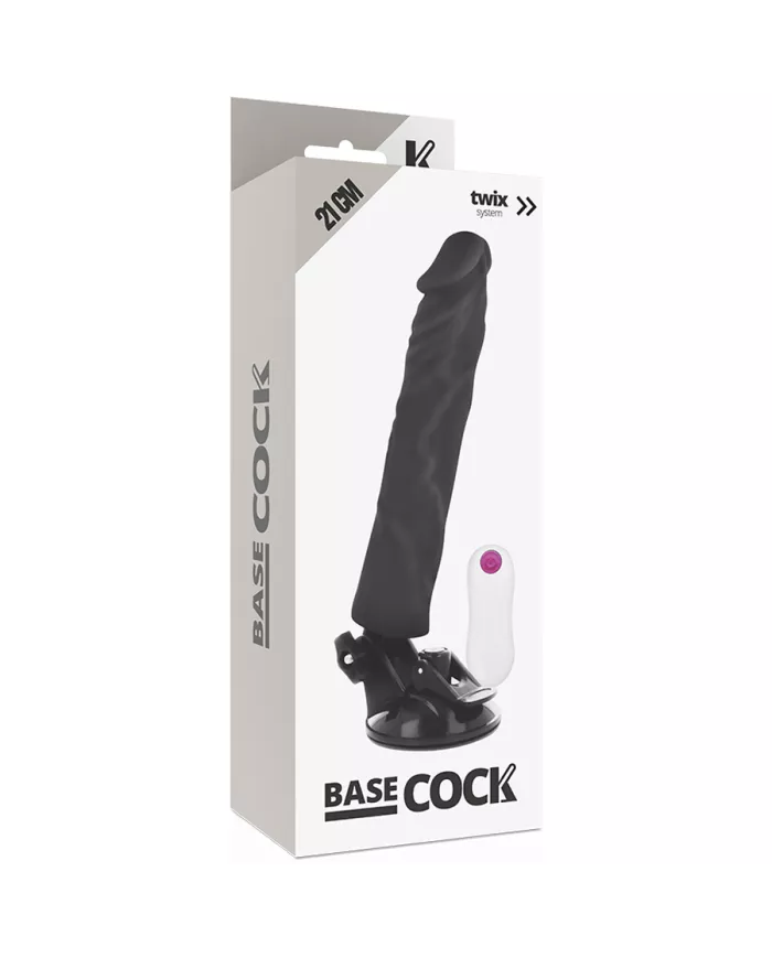 BASECOCK - VIBRATEUR RÉALISTE TÉLÉCOMMANDE NOIR 21 CM -O- 4 CM