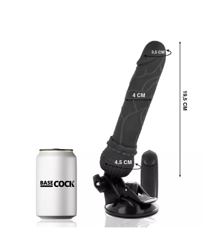 BASECOCK - VIBRATEUR RÉALISTE TÉLÉCOMMANDE NOIR 19.5 CM -O- 4 CM