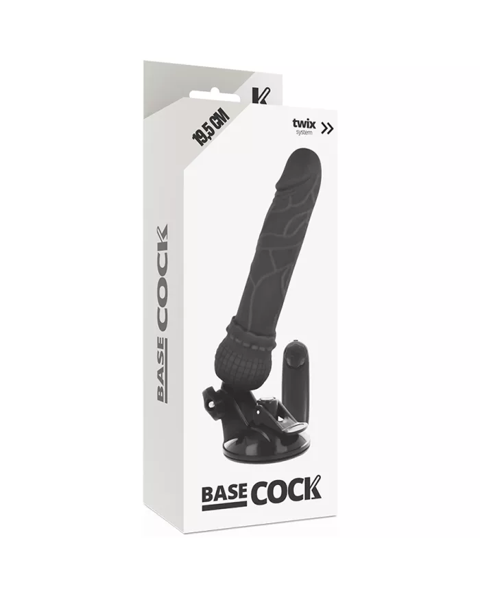 BASECOCK - VIBRATEUR RÉALISTE TÉLÉCOMMANDE NOIR 19.5 CM -O- 4 CM