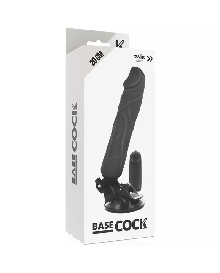 BASECOCK - VIBRATEUR RÉALISTE TÉLÉCOMMANDE NOIR 20 CM -O- 4 CM