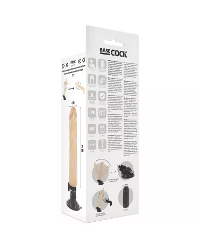 BASECOCK - VIBRATEUR RÉALISTE TÉLÉCOMMANDE NATUREL 21 CM -O- 4 CM BASECOCK - VIBRATEUR RÉALISTE TÉLÉCOMMANDE NATUREL 21 CM -O- 4 CM