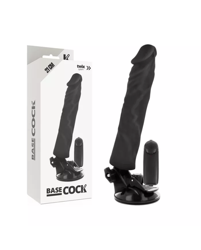 BASECOCK - VIBRATEUR RÉALISTE TÉLÉCOMMANDE NOIR 21 CM -O- 4 CM
