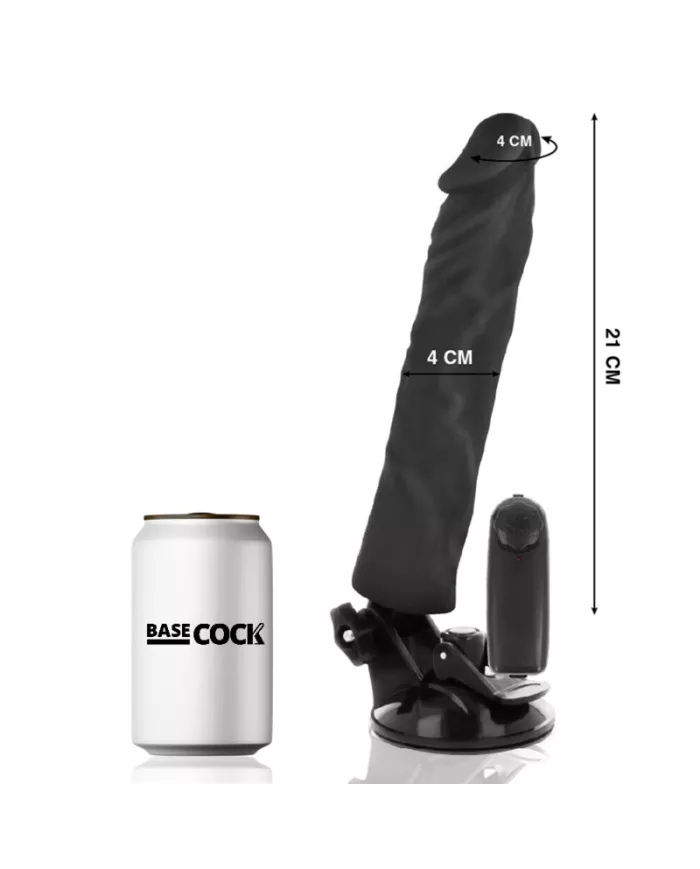 BASECOCK - VIBRATEUR RÉALISTE TÉLÉCOMMANDE NOIR 21 CM -O- 4 CM