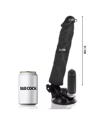 BASECOCK - VIBRATEUR RÉALISTE TÉLÉCOMMANDE NOIR 21 CM -O- 4 CM