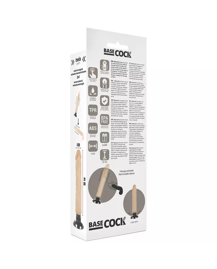 BASECOCK - VIBRATEUR RÉALISTE 2-1 NATUREL 20 CM -O- 4 CM