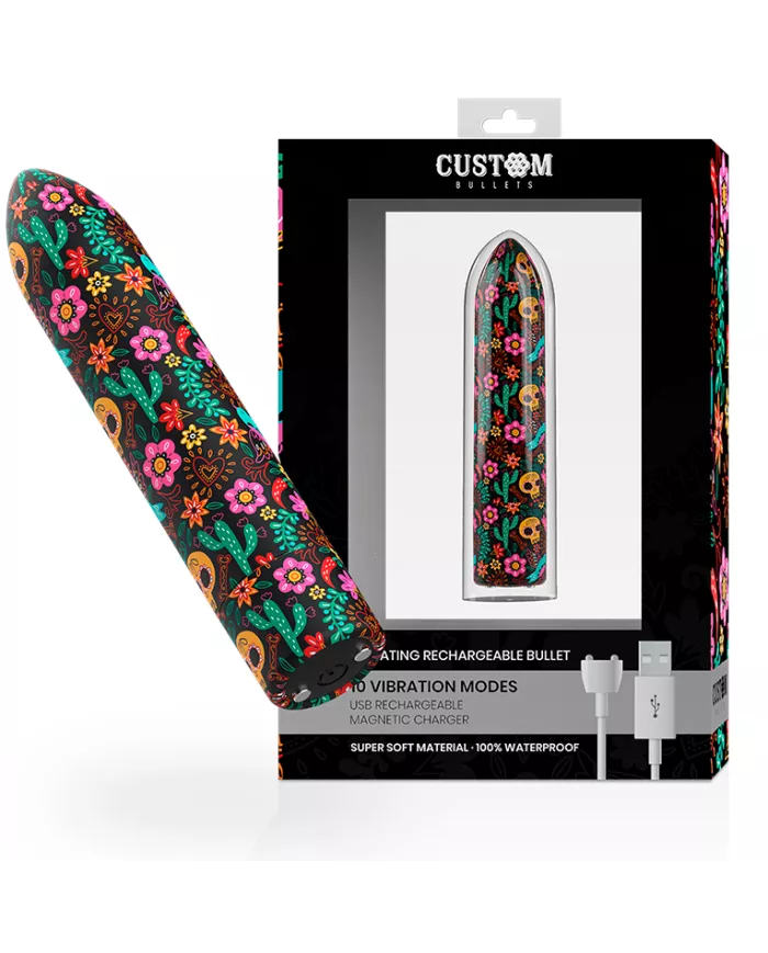 CUSTOM BULLETS - BULLETS PERSONNALISÉS RECHARGEABLE FLORAL 10 INTENSITIES