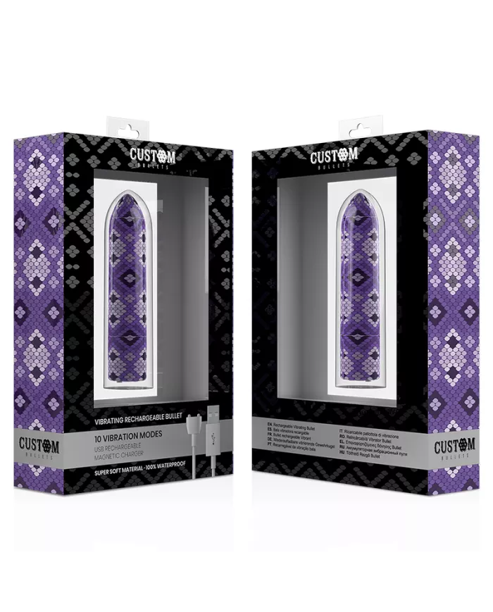 CUSTOM BULLETS - RECHARGEABLE SNAKE PURPLE MAGNETIC BULLET 10V CUSTOM BULLETS - RECHARGEABLE SNAKE PURPLE MAGNETIC BULLET 10V