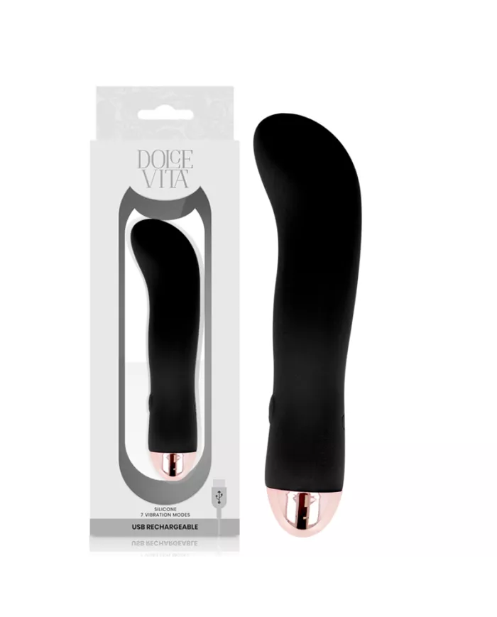 DOLCE VITA - VIBRATEUR RECHARGEABLE DEUX NOIR 7 VITESSES