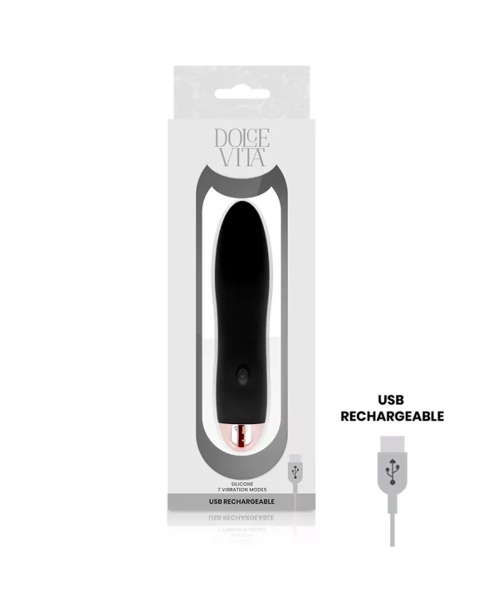 DOLCE VITA - VIBRATEUR RECHARGEABLE QUATRE NOIR 7 VITESSES