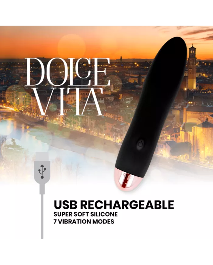 DOLCE VITA - VIBRATEUR RECHARGEABLE QUATRE NOIR 7 VITESSES