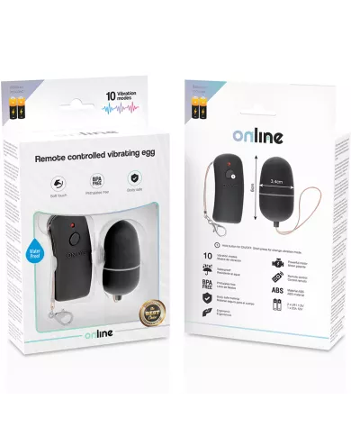 ONLINE - OEUF VIBRANT AVEC TÉLÉCOMMANDE NOIRE