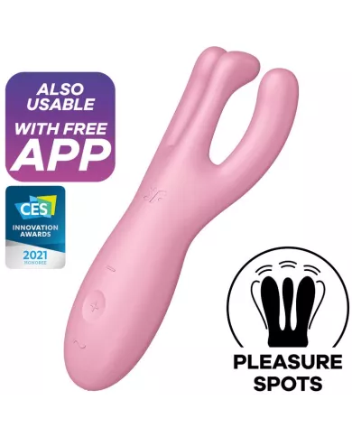 SATISFYER - APPLICATION VIBRATEUR THREESOME 4 ROSE SATISFYER - APPLICATION VIBRATEUR THREESOME 4 ROSE