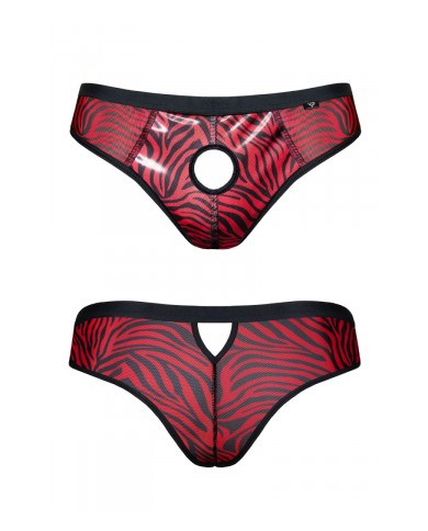 Slip type brésilien ouvert zébré rouge et noir - Regnes
