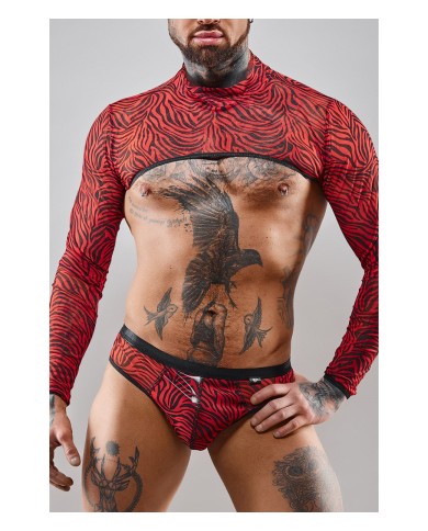 Crop top tulle zébré rouge et noir - Regnes