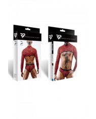Crop top tulle zébré rouge et noir - Regnes