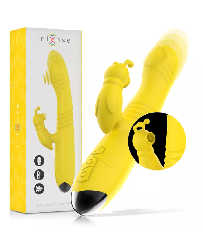 INTENSE - VIBRATEUR MULTIFONCTION TOKY UP & DOWN AVEC STIMULATEUR CLITORAL JAUNE INTENSE - VIBRATEUR MULTIFONCTION TOKY UP & DOWN AVEC STIMULATEUR CLITORAL JAUNE