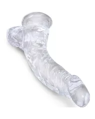 KING COCK - CLEAR PÉNIS COURBE RÉALISTE AVEC BOULES 16.5 CM TRANSPARENT