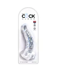 KING COCK - CLEAR PÉNIS COURBE RÉALISTE AVEC BOULES 16.5 CM TRANSPARENT