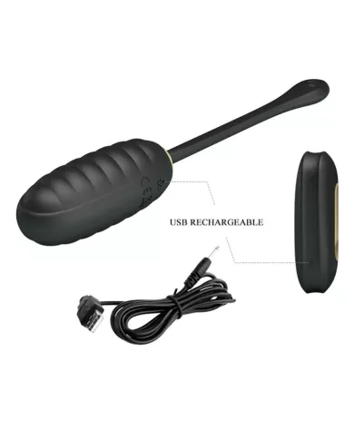 PRETTY LOVE - DOREEN OEUF VIBRANT RECHARGEABLE DE LUXE NOIR TÉLÉCOMMANDE