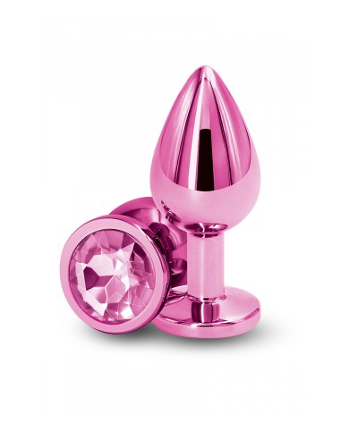 Plug bijou aluminium chromé rose M