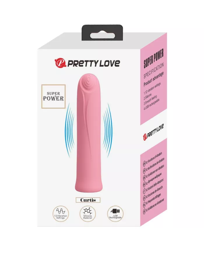 PRETTY LOVE - VIBRATEUR CURTIS MINI SUPER POWER 12 VIBRATIONS EN SILICONE ROSE PRETTY LOVE - VIBRATEUR CURTIS MINI SUPER POWER 12 VIBRATIONS EN SILICONE ROSE