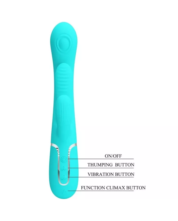 PRETTY LOVE - SHANIA TRIPLE RABBIT VIBRATEUR MULTIFONCTION 3 EN 1 BLEU