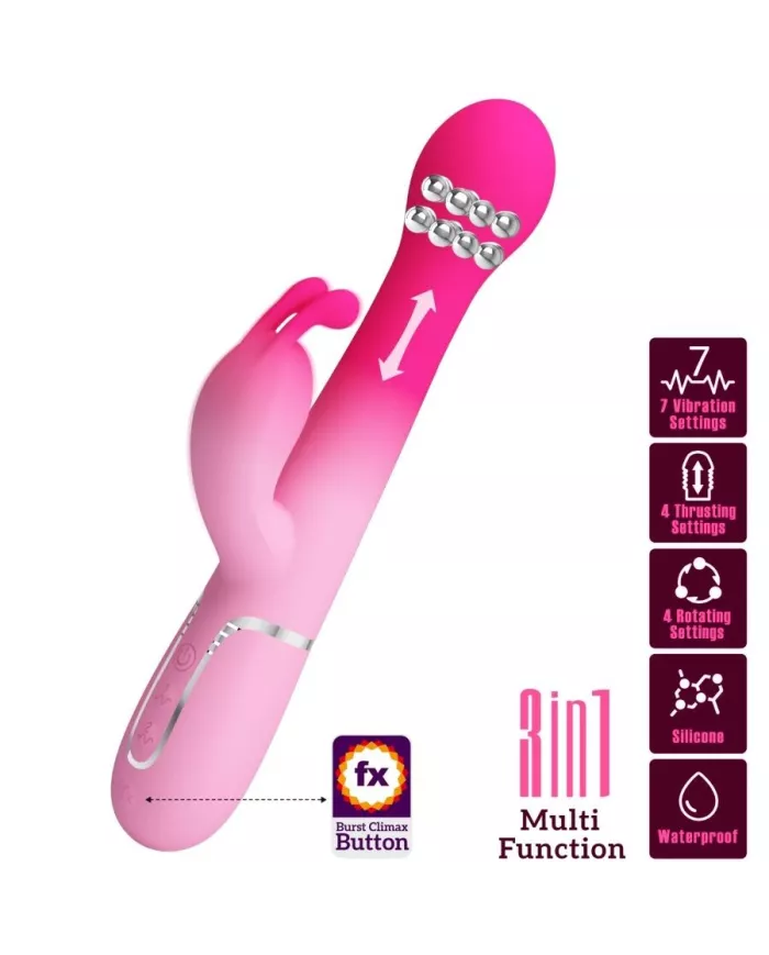 PRETTY LOVE - VIBRATEUR LAPIN MULTIFONCTION 3 EN 1 DEJON ROSE PRETTY LOVE - VIBRATEUR LAPIN MULTIFONCTION 3 EN 1 DEJON ROSE