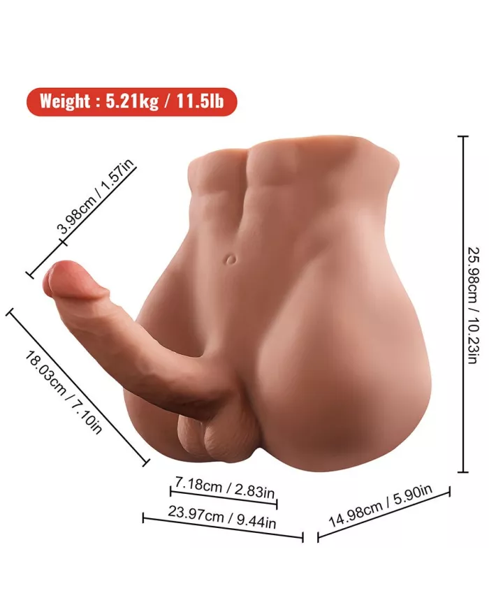 XISE - BERTLETT DILDO ASS GODE RÉALISTE ET MASTURBATEUR ANUS POSITION FRONTALE AVEC POUSSÉE 18 CM