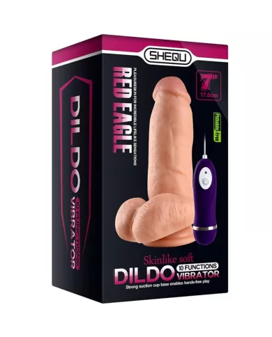 SHEQU - DILDO VIBRATEUR RED EAGLE AVEC TÉLÉCOMMANDE 17 CM
