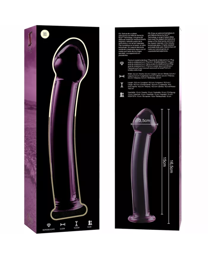 NEBULA SERIES BY IBIZA - MODÈLE 11 GODE EN VERRE BOROSILICATE ROSE 16 CM -O- 3 CM