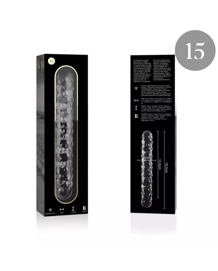 NEBULA SERIES BY IBIZA - MODÈLE 15 GODE EN VERRE BOROSILICATE CLAIR 18.5 CM -O- 3 CM