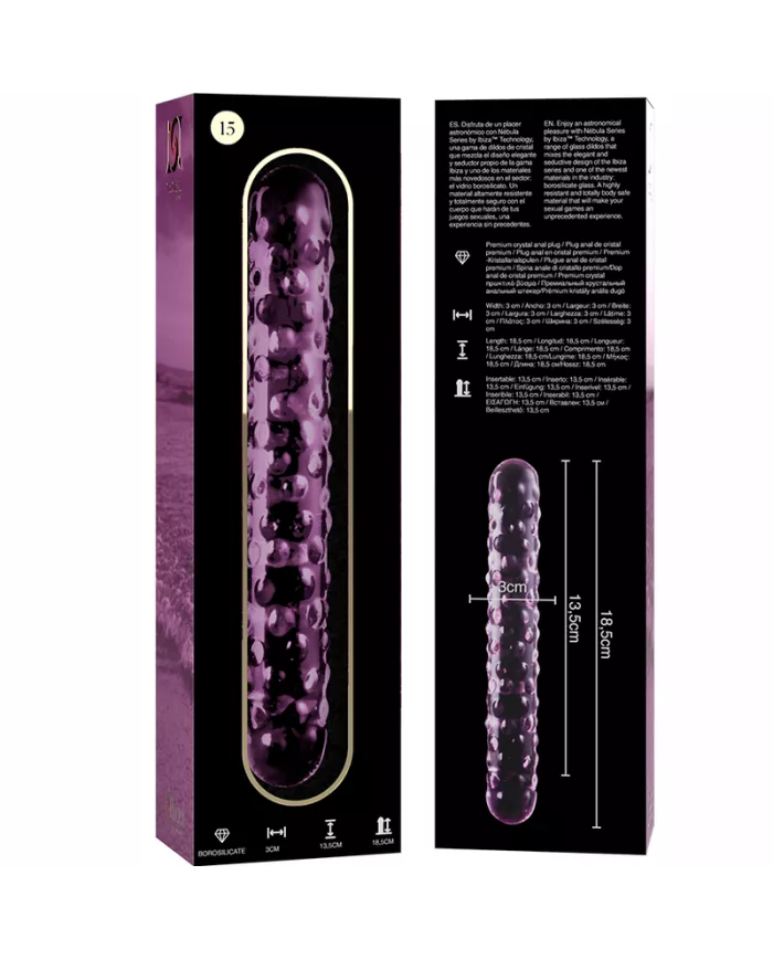NEBULA SERIES BY IBIZA - MODÈLE 15 GODE EN VERRE BOROSILICATE ROSE 18.5 CM -O- 3 CM