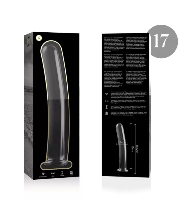 NEBULA SERIES BY IBIZA - MODÈLE 17 GODE EN VERRE BOROSILICATE CLAIR 18.5 CM -O- 3 CM