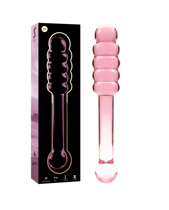 NEBULA SERIES BY IBIZA - MODÈLE 20 GODE EN VERRE BOROSILICATE ROSE 20.5 CM -O- 3 CM
