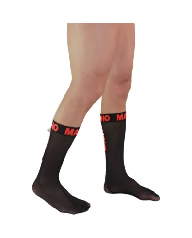 MACHO - CHAUSSETTES FINES TAILLE UNIQUE NOIR/ROUGE