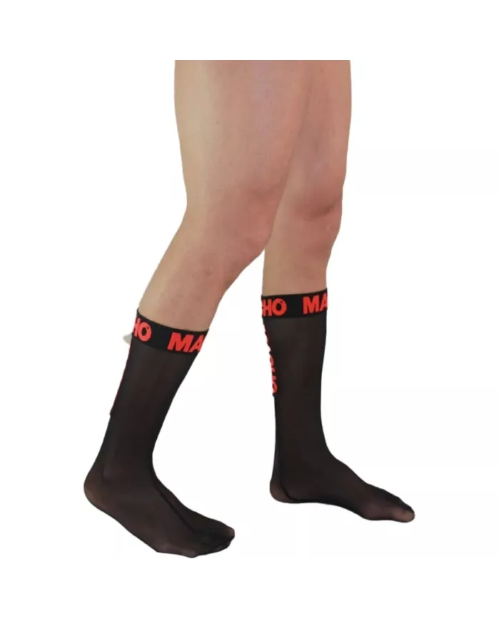 MACHO - CHAUSSETTES FINES TAILLE UNIQUE NOIR/ROUGE
