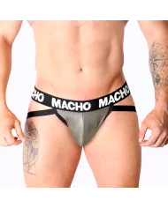 MACHO - MX27GR JOCK CUIR GRIS BEIGE XL MACHO - MX27GR JOCK CUIR GRIS BEIGE XL