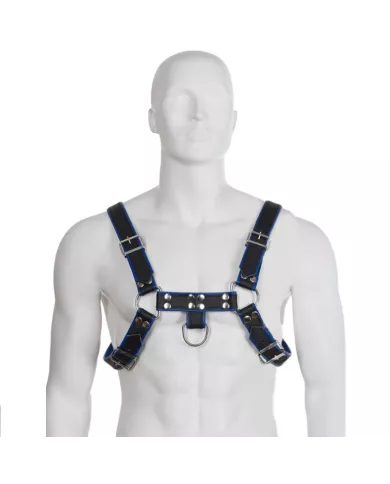 LEATHER BODY - HARNAIS EN CUIR BLEU ET NOIR POITRINE BULLDOG LEATHER BODY - HARNAIS EN CUIR BLEU ET NOIR POITRINE BULLDOG