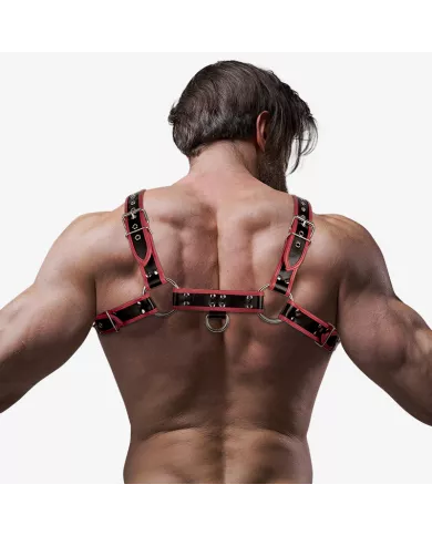 FETISH SUBMISSIVE ATTITUDE - HARNAIS DE POITRINE EN ÉCO-CUIR POUR HOMME NOIR/ROUGE