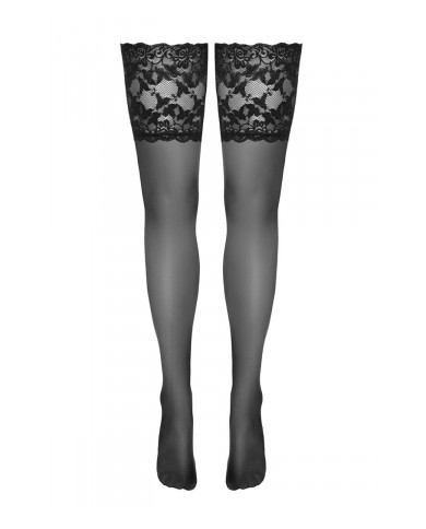 Bas autofixants large jarretière dentelle noir - Cotelli Legwear
