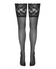 Bas autofixants large jarretière dentelle noir - Cotelli Legwear