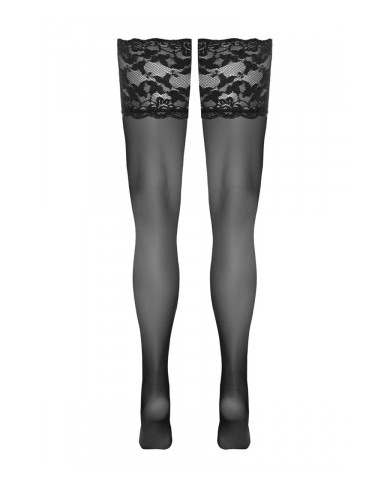 Bas autofixants large jarretière dentelle noir - Cotelli Legwear