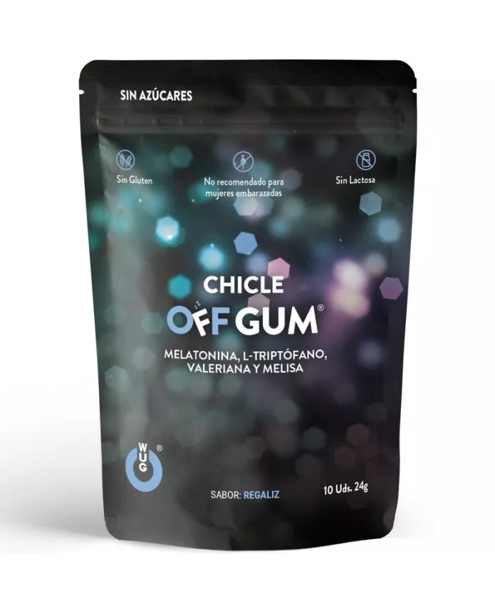 WUG GUM - OFF VALERIAN, TRYPTOPHAN, LEMON BALM AND MELATONIN 10 UNITS