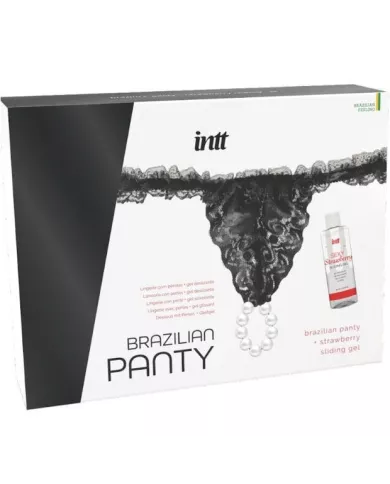 INTT RELEASES - CULOTTE BRÉSILIENNE NOIRE AVEC PERLES ET GEL LUBRIFIANT 50 ML INTT RELEASES - CULOTTE BRÉSILIENNE NOIRE AVEC PERLES ET GEL LUBRIFIANT 50 ML