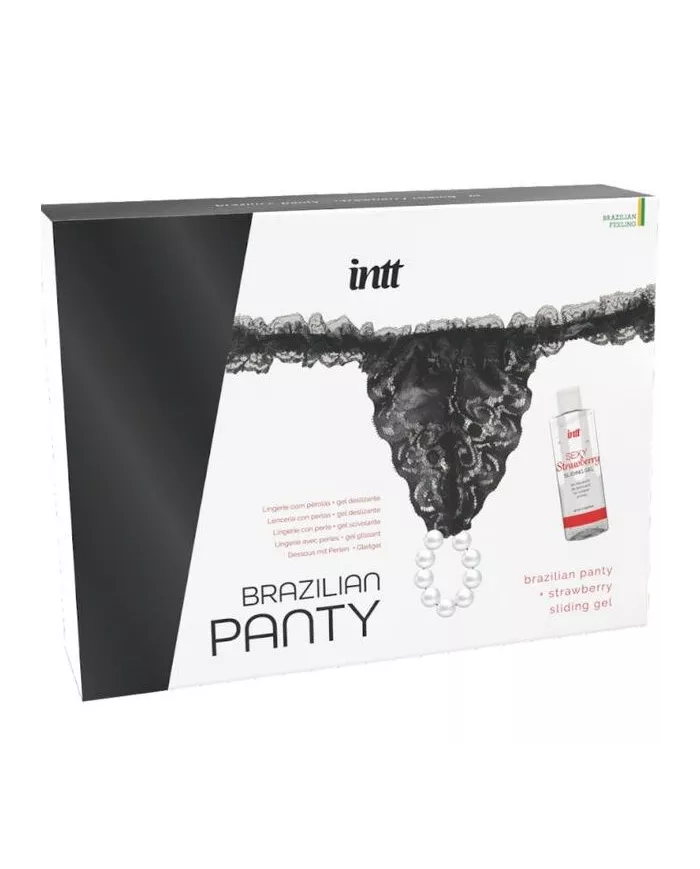 INTT RELEASES - CULOTTE BRÉSILIENNE NOIRE AVEC PERLES ET GEL LUBRIFIANT 50 ML INTT RELEASES - CULOTTE BRÉSILIENNE NOIRE AVEC PERLES ET GEL LUBRIFIANT 50 ML