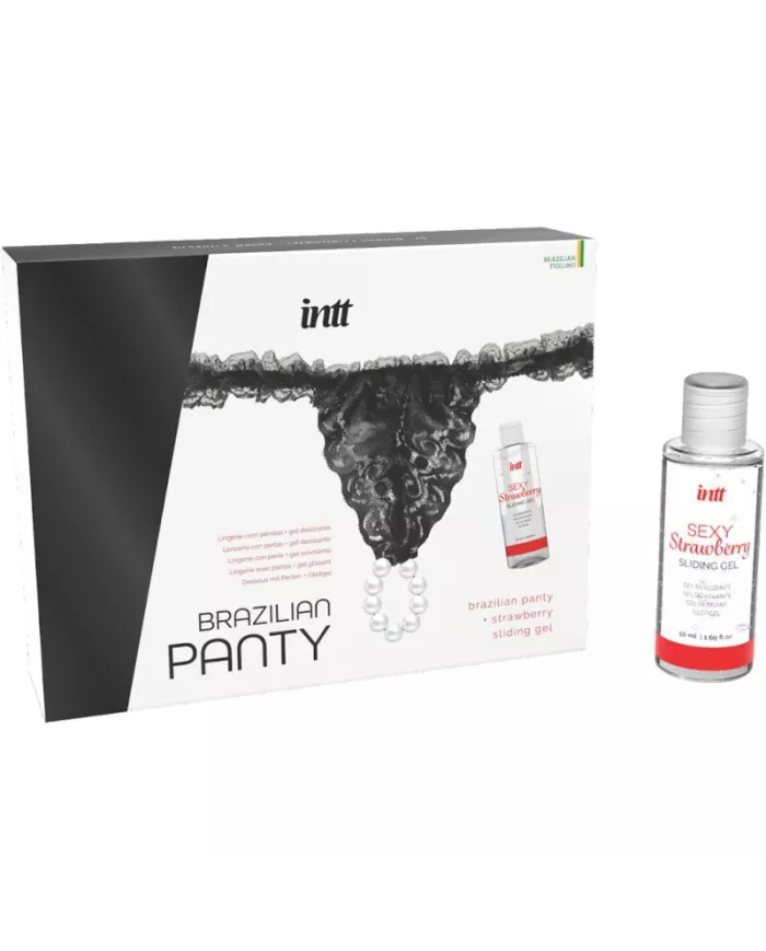 INTT RELEASES - CULOTTE BRÉSILIENNE NOIRE AVEC PERLES ET GEL LUBRIFIANT 50 ML INTT RELEASES - CULOTTE BRÉSILIENNE NOIRE AVEC PERLES ET GEL LUBRIFIANT 50 ML