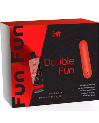 INTT RELEASES - KIT DOUBLE FUN AVEC BULLET VIBRANT ET GEL DE MASSAGE À LA FRAISE INTT RELEASES - KIT DOUBLE FUN AVEC BULLET VIBRANT ET GEL DE MASSAGE À LA FRAISE