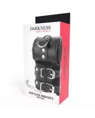 DARKNESS - MENOTTES AJUSTABLES EN CUIR NOIR AVEC DOUBLURE DARKNESS - MENOTTES AJUSTABLES EN CUIR NOIR AVEC DOUBLURE