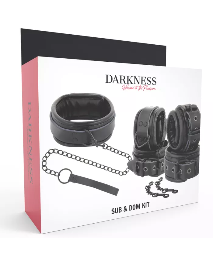 DARKNESS - MENOTTES ET COLLIER EN CUIR NOIR DARKNESS - MENOTTES ET COLLIER EN CUIR NOIR