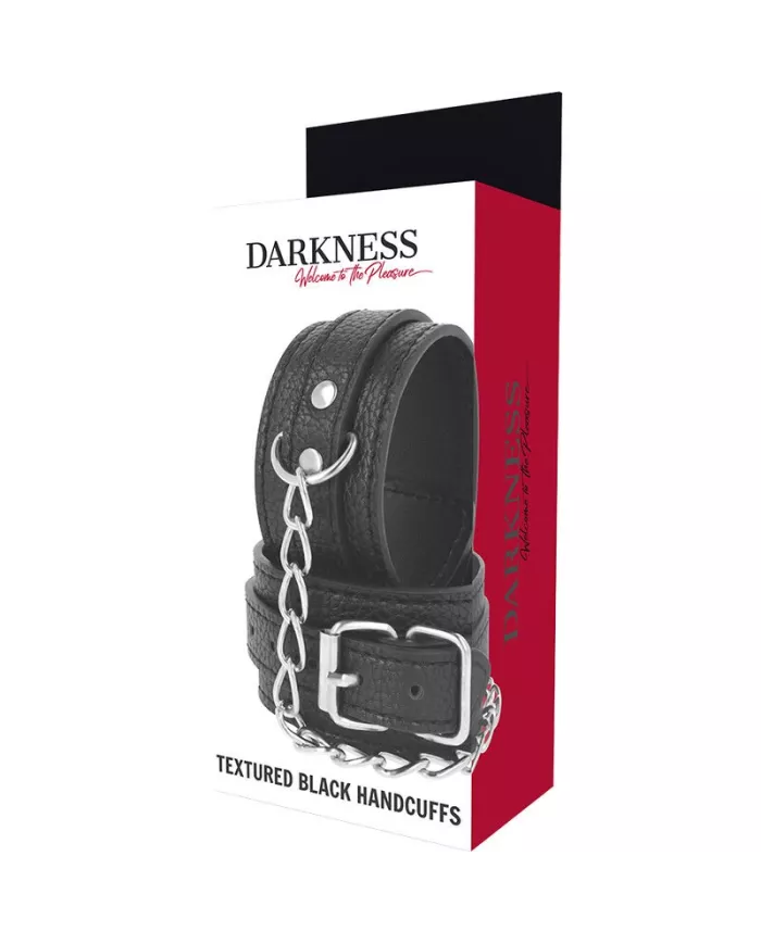 DARKNESS - MENOTTES EN CUIR TEXTURÉ NOIR DARKNESS - MENOTTES EN CUIR TEXTURÉ NOIR